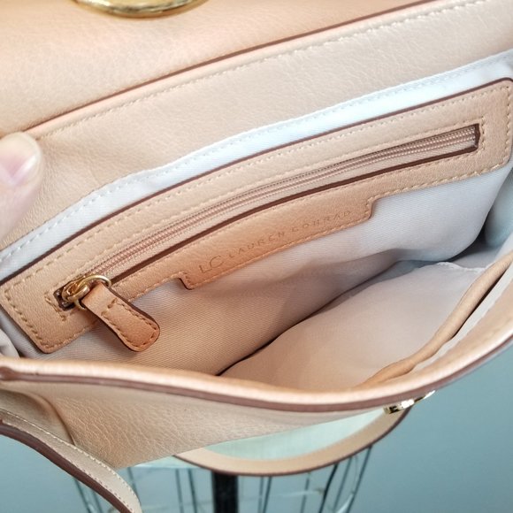Lauren Conrad Poesie Scalloped Blush Leather Cross Body Purse Rose Gold Details - Picture 6 of 8